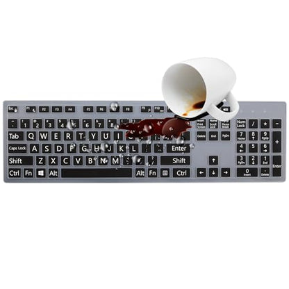 Large Print Keyboard Cover for Dell KM636 KB216 KB216t KB216d KB216p Wired & Wireless Keyboard, Dell Optiplex 5250 3050 3240 5460 7450 7050, Dell Inspiron Desktop 24" 27" 5400 5490 7790 3475 3670 - color: BK