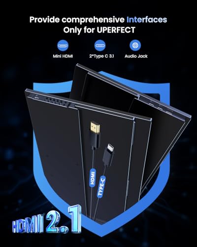 UPERFECT Portable Monitor 4K 144Hz QLED, 19" UHD 3840×2160 Gaming Monitor | 500 Nits, 2000:1, 146% sRGB, 0.1ms, Built-in Stand & VESA Mount, Travel Gaming Monitor for Laptop, PC & Gaming Consoles - size: 19"
