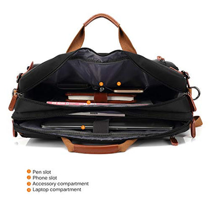 CoolBELL Convertible Backpack Messenger Shoulder Bag Laptop Case Handbag Business Briefcase Multi-Functional Travel Rucksack Fits 17.3 Inch Laptop for Men/Women (Black) - color: Black, size: 17.3 Inches