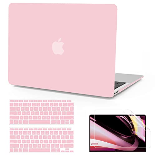 B BELK Compatible with MacBook Air 13 inch Case 2022 2021 2020 2019 2018 Release A2337 M1 A2179 A1932 with Touch ID, Plastic Laptop Hard Shell Case + Keyboard Cover + Screen Protector, Rose Quartz | A2337 A2179 A1932, Matte Plastic Hard Shell for MacBook