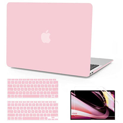 B BELK Compatible with MacBook Air 13 inch Case 2022 2021 2020 2019 2018 Release A2337 M1 A2179 A1932 with Touch ID, Plastic Laptop Hard Shell Case + Keyboard Cover + Screen Protector, Rose Quartz | A2337 A2179 A1932, Matte Plastic Hard Shell for MacBook