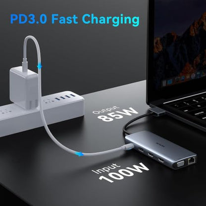MOKiN MacBook Pro Docking Station for Dual Monitor, 12 in 2 HDMI Adapter | Dockingstation for MacBook Pro/Air, MacBook Adapter , VGA, Ethernet, 4x USB, SD/microSD, 100W PD, Mac Dongle Dual HDMI