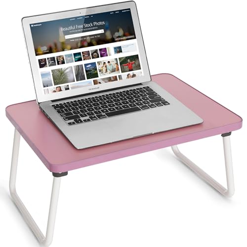 Lap Desks Laptop Tray for Bed or Couch, Breakfast Serving Tray | Portable Lightweight Mini Table with Folding Legs, Multi-Purpose Laptop Stand for Working, Reading and Writing, Pink - color: Pink