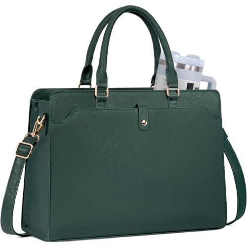 Laptop Tote Bag for Women 15.6 Inch Waterproof Leather Computer Bags Large Capacity Business Office Work Briefcase - color: Green-15.6 Inch, size: 15.6 Inch