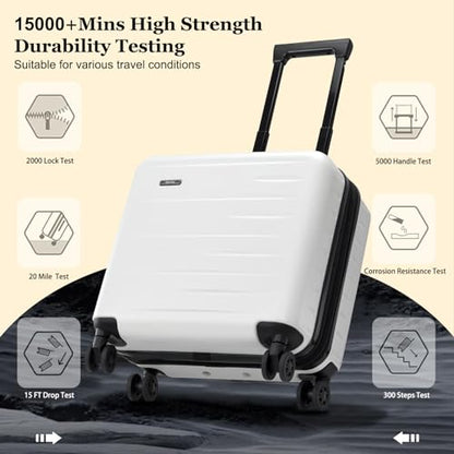 CENSIEN Expandable 16 Inch Carry On Luggage Airline Approved Small Suitcase | Lightweight ABS+PC Hard Shell Suitcases,360° Spinner Wheels,TSA Lock,YKK Zipper,Business Weekender Short Trips,White - color: White, size: 16 Inch EXT