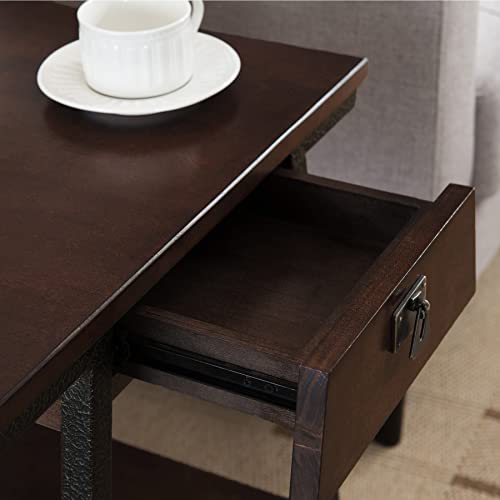Leick Home 11407 Empiria One Drawer Side Table, Walnut and Foundry Bronze | Freestanding, Contemporary/Modern, Wood, Furniture, 11407 - color: Walnut