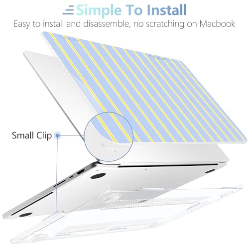 MEEgoodo Case for MacBook Pro 16 inch 2026 2024 2023 2021,Laptop Shell Compatible with M5 M4 M3 M2 M1 Pro/Max Chip,Fit Model A3429/A3428/A3403/A3186/A2991/A2780/A2485,Yellow&White Stripes - color: Yellow&White Stripes