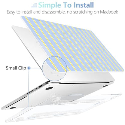 MEEgoodo Case for MacBook Pro 16 inch 2026 2024 2023 2021,Laptop Shell Compatible with M5 M4 M3 M2 M1 Pro/Max Chip,Fit Model A3429/A3428/A3403/A3186/A2991/A2780/A2485,Yellow&White Stripes - color: Yellow&White Stripes