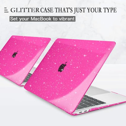 CISSOOK Rose Pink Glitter Case for MacBook Air 13 Inch 2021 2020 2018 Release Model A2337 M1 A2179 A1932, Sparkly Hot Pink Hard Shell Case with Keyboard Cover for MacBook Air13 2020-2021 with Touch ID - color: Glitter Star Rose Pink