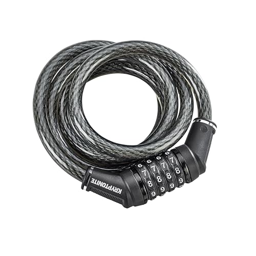 Kryptonite Resettable Combination Bike Lock Cable, 6ft. x 12mm Braided Steel Cable Anti-Theft Security Bicycle Lock with Keys for Outdoor Equipment, Bicycles, Scooters, Fence, Gate