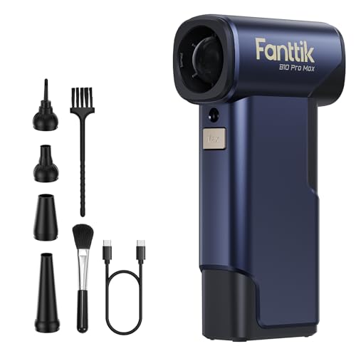 Fanttik B10 Pro Max Electric Air Duster, 130000RPM Brushless Motor, Compressed Air Duster, 6 Gears Adjustable, One-tap Booster, 28.8Wh Rechargeable Battery, Electric Duster for PC, Car (Navy Blue) - color: Navy Blue
