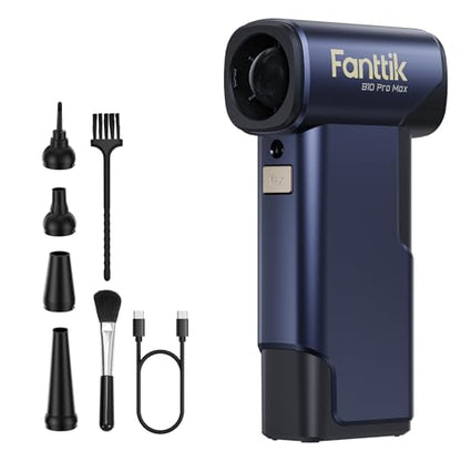 Fanttik B10 Pro Max Electric Air Duster, 130000RPM Brushless Motor, Compressed Air Duster, 6 Gears Adjustable, One-tap Booster, 28.8Wh Rechargeable Battery, Electric Duster for PC, Car (Navy Blue) - color: Navy Blue