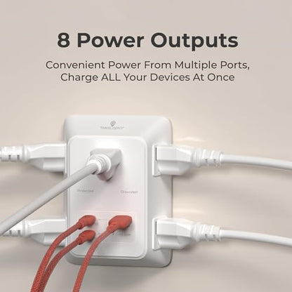 PD USB Wall Charger Surge Protector, 5 Outlet, (White) | Extender 2 USB C & 1 USBA Charging Ports, Fast Charge 3 Sided Power Strip Multi Plug Outlets Wall Adapter for Home Office - color: White