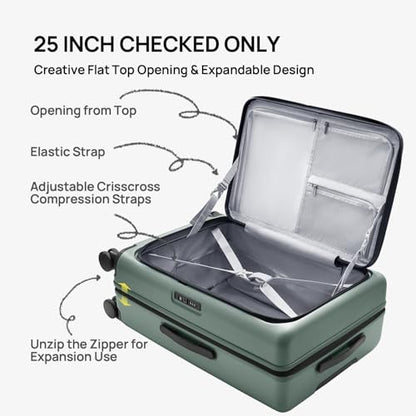 NINETYGO Carry On Luggage 22x14x9 Airline Approved, 20 Inch Suitcase with Front Compartment, Lightweight PC Hard Shell, Cup Holder, Clamshell, TSA Lock, Spinner Wheels (Creamy Matcha Tea) - color: 05-Creamy Matcha Tea, size: Carry-On 20-Inch (Clamshell, 3