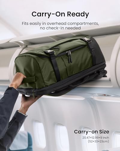 tomtoc Travel Backpack, TSA Friendly Flight Approved Carry-on Luggage Hand Water-resistant Lightweight Business Rucksack - color: Green-ripstop, size: 28L