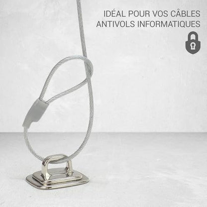 Waytex Cable Lock Anchor Point for Laptop PC Smartphone Tablet Heavy Duty Anchor Base with Chrome Plated Steel Ring