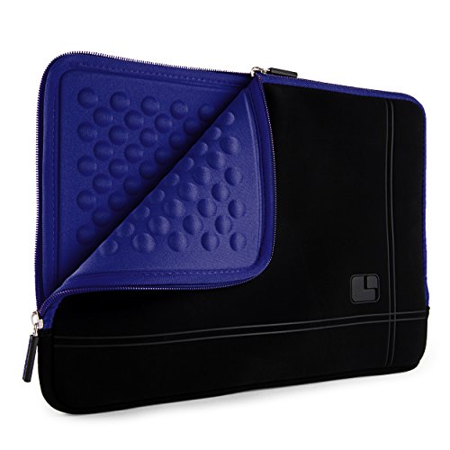 SumacLife Micro Suede Carrying Sleeve with Rear Pocket for 13-13.3 Inches Laptops (SLMSuede13BBLU) - color: Black/blue