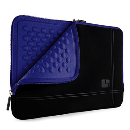 SumacLife Micro Suede Carrying Sleeve with Rear Pocket for 13-13.3 Inches Laptops (SLMSuede13BBLU) - color: Black/blue