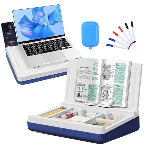 Lap Desk with Storage Cushion with iPad Slot Magnetic WhiteBoard | Washable Portable Writing Laptop Lap Desk for Home Office Couch Bed - Fits Up to 15.6 Inch Laptop