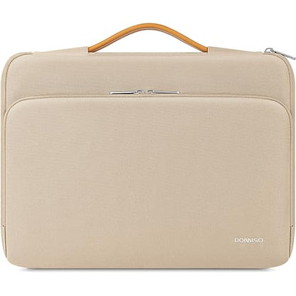 DOMISO 360 Protective Laptop Sleeve 15.6 inch Laptop Case with Handle Laptop Carrying Case for 15 inch MacBook Air/Pro Laptop Case 15.6 inch Compatible with MacBook Air 15 inch M3 2024,Beige - color: Beige, size: 15-15.6 inch