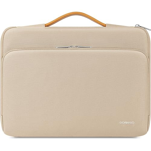 DOMISO 360 Protective Laptop Sleeve 14 inch Laptop Case with Handle Computer Carrying Case for MacBook Pro 14 inch M4 M3 M2 M1 Chip Pro,Beige - color: Beige, size: 14 inch