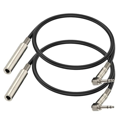 Right Angle 6.35mm TRS Audio Cable, 1.5FT 2Pack - Male to Female Stereo Headphone Extension Cable for Amplifiers, Headphones, Stage, DJ and More - style: Right Angle 6.35mm TRS Stereo Male to Female Audio Cable