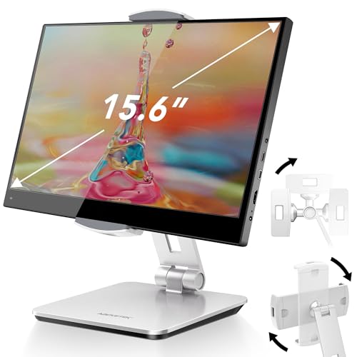 AboveTEK Business Kiosk Aluminum Tablet iPad Stand, 360° Swivel Tablet & Phone Holders for Any 4"-15.6" Display Tablets/Cell Phones/Portable Monitor, Sturdy for Store POS Office (Silver) - color: Silver