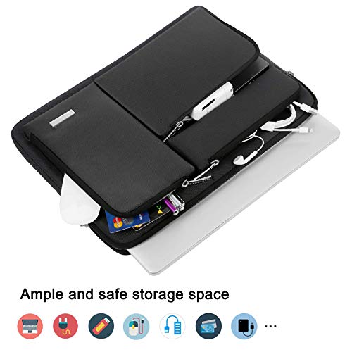 Lacdo 360° Protective Laptop Sleeve Case for 16 inch MacBook Pro M5 Pro/Max A3428 A3429 (2026), M4/M3/M2/M1 A3403 A3186 A2991 A2780 A2485 A2141, 15 inch Surface Laptop 7/6/5/4/3 Computer Bag, Black - color: Black, size: New MacBook Pro 16 Inch