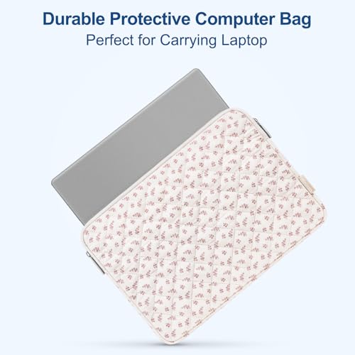 MOSISO Laptop Case 13.3 inch, 13-13.3 inch Puffy Laptop Sleeve Bag Compatible with MacBook Neo/Air 13.6/Pro 13/Pro 14, HP Dell ASUS Lenovo, Elegant Little Blossom Square Quilted Bag&Small Case, Pink - color: Pink, size: 13.3 inch