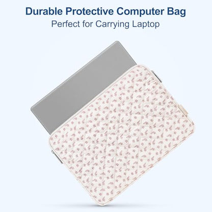 MOSISO Laptop Case 14 inch, 14 inch Puffy Laptop Sleeve Bag Compatible with HP Lenovo Dell ASUS Acer,HP Stream,Dell Latitude,Lenovo IdeaPad, Elegant Little Blossom Square Quilted Bag&Small Case, Pink - color: Pink, size: 14 inch