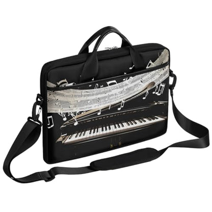 Laptop Shoulder Bag for Women Men, Waterproof Computer Case Messenger Bag Briefcase for Business Office Travel - color: Music Note With Piano Keys