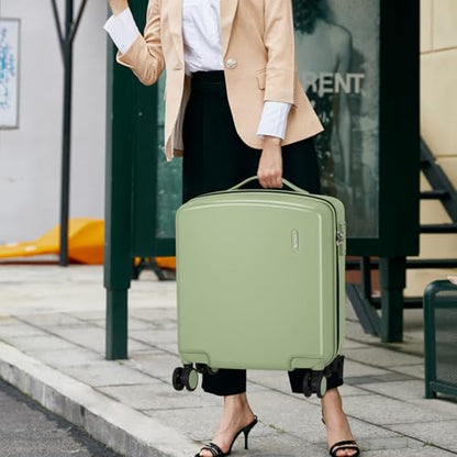Hanke 16 Inch Underseat Small Carry On Luggage, Hard Shell with TSA Lock | PC Hard Shell, 14" Padded Laptop Pocket, Multi-Compartment, 8 Spinner Wheels, Lightweight, Short Trip - color: Bamboo Green, size: 16 Inch