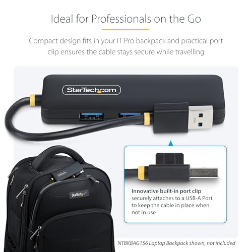 StarTech 4-Port USB-A Hub 5Gbps with 5in/13cm Cable, iMac (H5A4A-USB-HUB) | USB 3.0 data transfer, USB Powered, Travel mini, Portable multi-port splitter, Windows PC, MacBook, Chromebook, Surface - size: 0.4 ft, style: USB-A