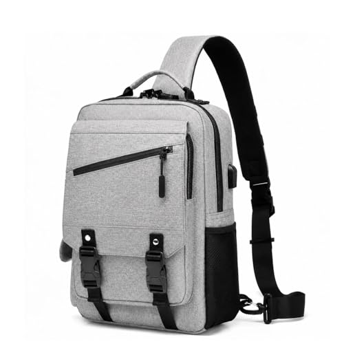 Sling Bag Large Capacity: Crossbody Bag for Men Fits 15.6 Inch Laptop A4 Files with Anti Theft USB Port - color: 39-light Grey
