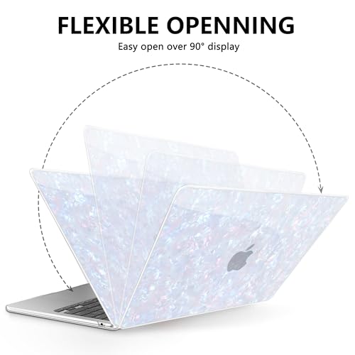 AKIT Compatible with MacBook Air 13 inch Case M5 2026 2025-2022 M4 M3 M2 A3449 A3240 A3113 A2681, Sparkle Pearly-Lustre Design Hard Shell Case&Screen Protector&Keyboard Cover, Shiny Pearl - color: Shiny Pearl