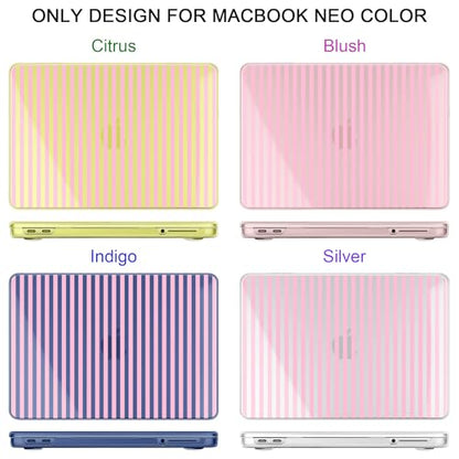 MEEgoodo Printed Case for New MacBook Neo 13 inch 2026 Release(Fit Model A3404), Laptop Hard Shell Cases with Keyboard Skin & Screen Protector & Webcam Covers, Pink Stripes - color: Pink Stripes