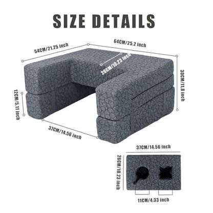 Bespilow Memory Foam Lap Desk Pillow for Adults - Extra Large Gaming Pillow for Lap, Laptop Couch Desk with Arm Rests & Independent Cup Holder, Ergonomic Bed Desk for Keyboard, Mouse & Working