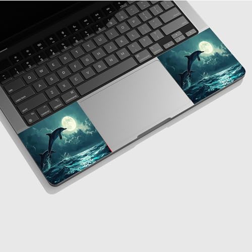 Universal Laptop Skin Sticker with 2 Wrist Pad Skins, Waterproof Scratch Resistant Vinyl Laptop Cover Decal, Cut to Fit for 11–15.6 Inch MacBook HP Dell Lenovo, Dolphins - color: Dolphin
