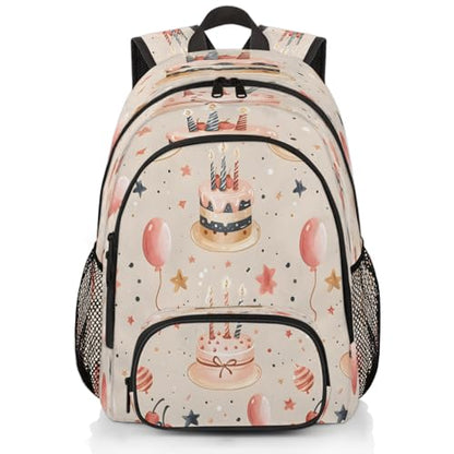 Happy Birthday Laptop Backpack for Women Men, 18.3 Inch Travel Work Backpacks, Cute Cake Waterproof Computer Casual Daypack Nurse Teacher Bags - color: Multicolor 18