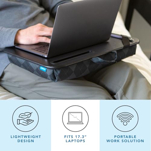 LAPGEAR XL Designer Lap Desk – Gray Argyle, Fits 17.3” Laptops - color: Gray Argyle