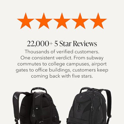 SWISSGEAR 1900 ScanSmart Laptop Backpack, Fits Most 17-Inch Laptops, TSA-Friendly Lay-Flat Design, RFID Protection, and Tablet Pocket, Black, 31L, 18.5-Inch - color: Black/Black