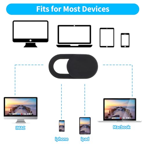 Amabro 8PCS Webcam Cover Slide, Thin Phone Camera Cover Laptop Computer Camera Cover Slide Blocker Slider Lens Cover Protector Protect Privacy Security Fits Desktop PC Tablet Pad(Black) - color: Black