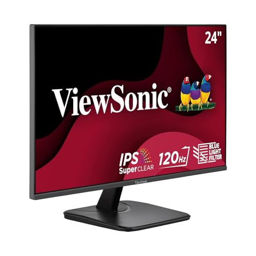 ViewSonic VA2456A-MHD 24 Inch 1080p Monitor, IPS Display with 120Hz for Enhanced Home and Office Productivity, Eye Care Technology, HDMI, DisplayPort, and VGA Inputs - size: 24 Inches, style: 1920 x 1080