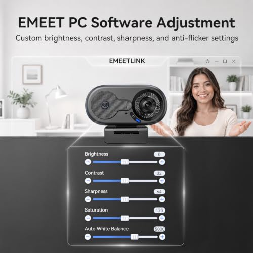 EMEET C100 2K Webcam for PC, Built-in Mic, Rotating Privacy Cover, Portable Metal Clip, Computer Camera for Home Office, Meetings, Learning, Streaming, External Webcam for Desktop, Laptop, PC USB-A - style: Crisp 2K w/ Portable Metal Clip