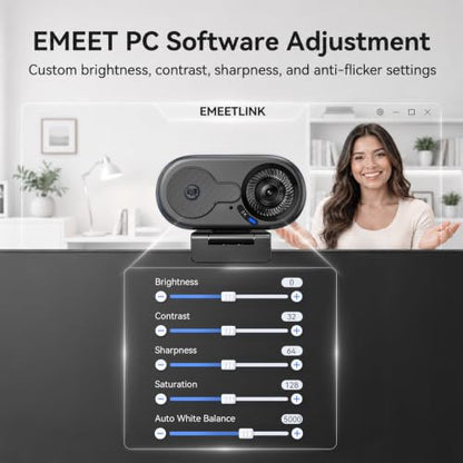 EMEET C100 2K Webcam for PC, Built-in Mic, Rotating Privacy Cover, Portable Metal Clip, Computer Camera for Home Office, Meetings, Learning, Streaming, External Webcam for Desktop, Laptop, PC USB-A - style: Crisp 2K w/ Portable Metal Clip