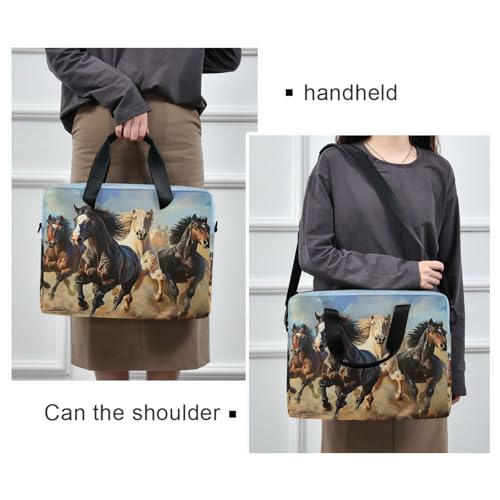 Running Horses Laptop Messenger Bag Case Sleeve Crossbody Briefcase for Men Women with Shoulder Strap Handle 13 14 15.6 inch