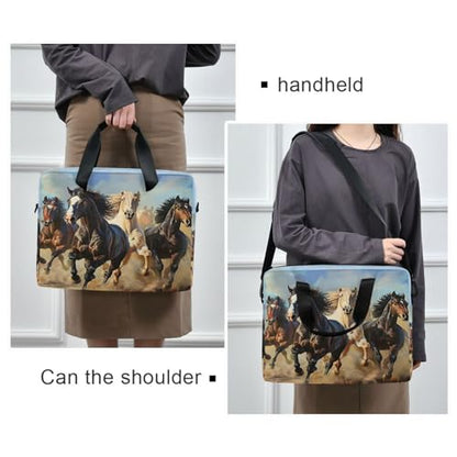 Running Horses Laptop Messenger Bag Case Sleeve Crossbody Briefcase for Men Women with Shoulder Strap Handle 13 14 15.6 inch