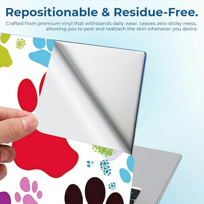 Reusable Universal Laptop Skin Sticker, Cut to Fit for 11.6–15.6 Inch Laptops, Waterproof Protective Film, No-Residue - Colorful Dog Paws - color: Colorful Dog Paws