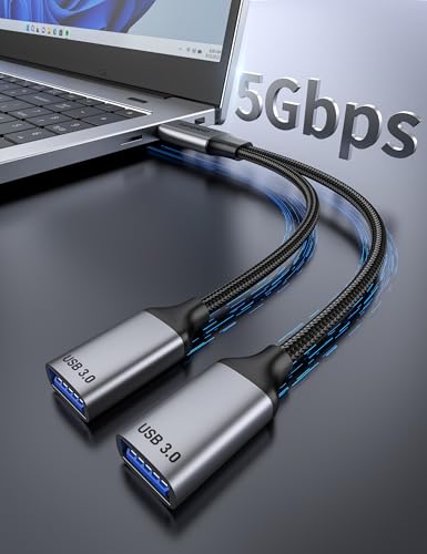USB 3.0 Splitter 1 in 2 Out, USB Splitter Y Cable, USB Male to 2 Female Cable for PC, Tablet, Laptop, MacBook, Keyboard, PS4, PS5, Mouse, FlashDrive, LED, Etc. - size: 1 Pack