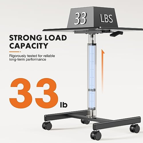 Sweetcrispy Mobile Rolling Desk, Small Standing Desk with Wheels | Adjustable Height Sit Stand Table, Portable Computer Workstations for Home Office, Black - color: Black
